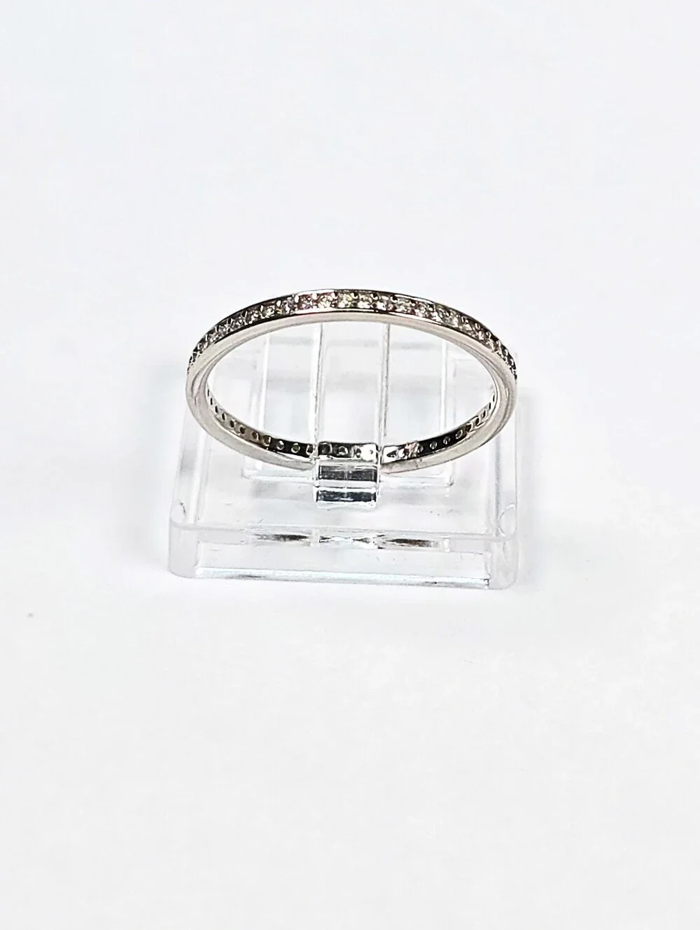 925 Sterling Silver CZ Eternity Band Ring Rhodium Wedding Anniversary Churumbela